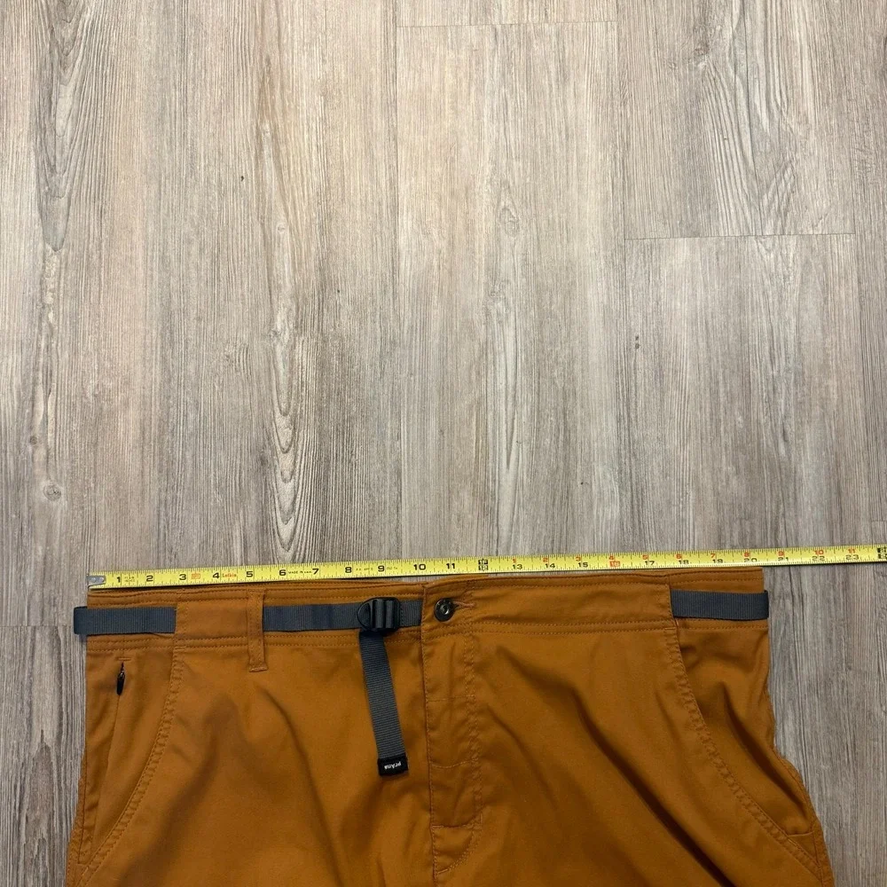 prAna Mens 40x32 Stretch Zion Relaxed Straight Hiking Pants Belted Brown